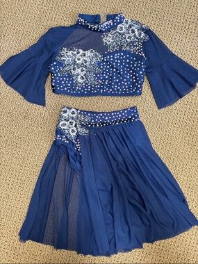 Glamour Two Piece Navy Dance Costume